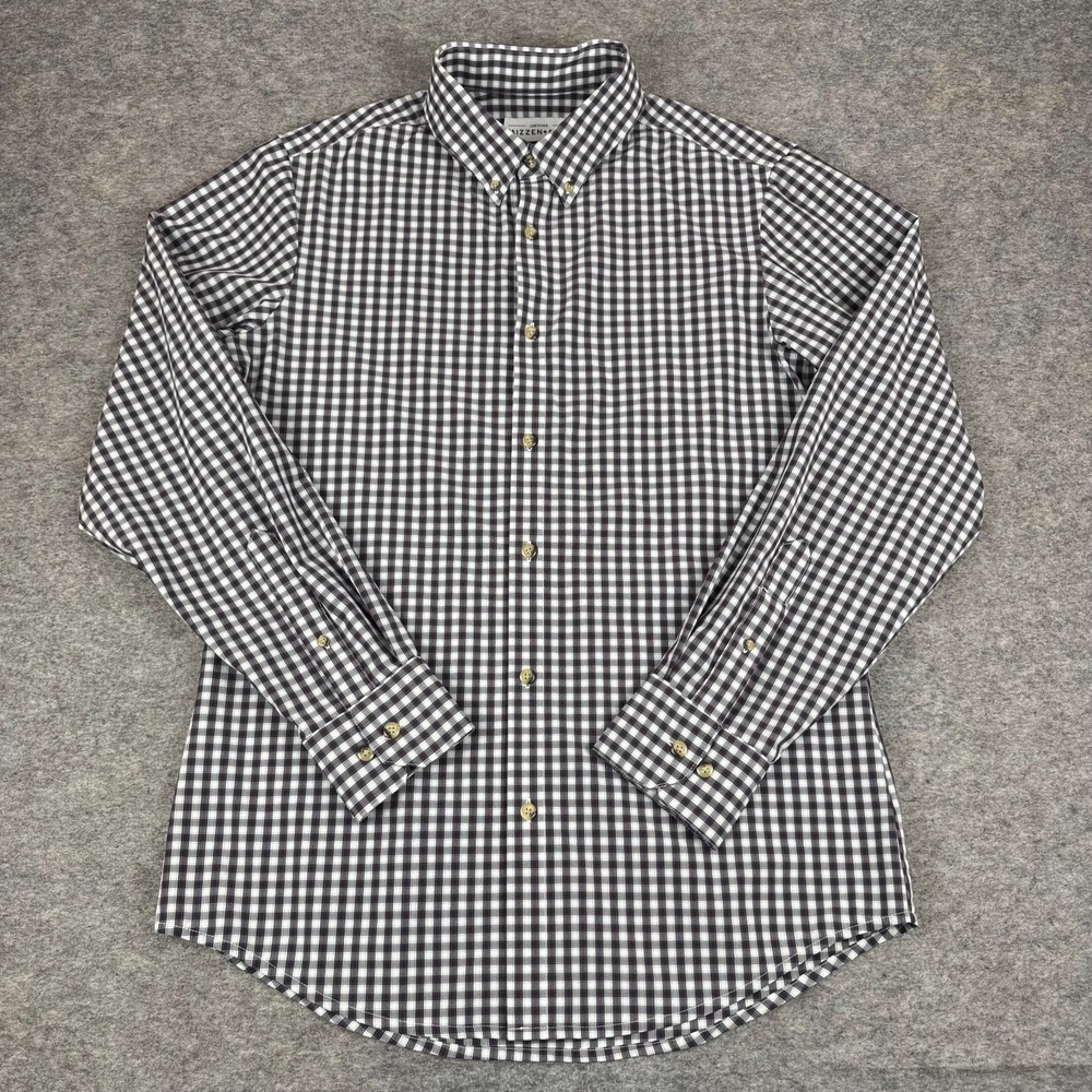 Mizzen + Main Leeward Button Down Shirt Long Sleeve Check Trim Fit Mens Medium M